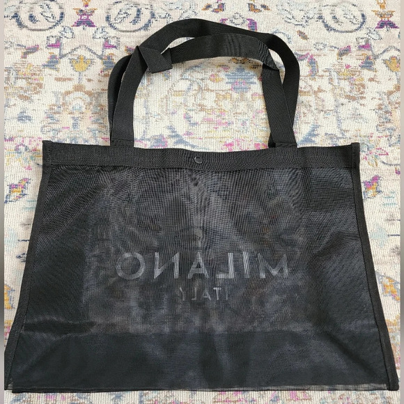 NWOT Black Mesh Travel MILANO Tote Bag - Picture 7 of 8